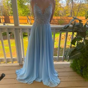 Light Blue Chiffon Dress by PromGirl